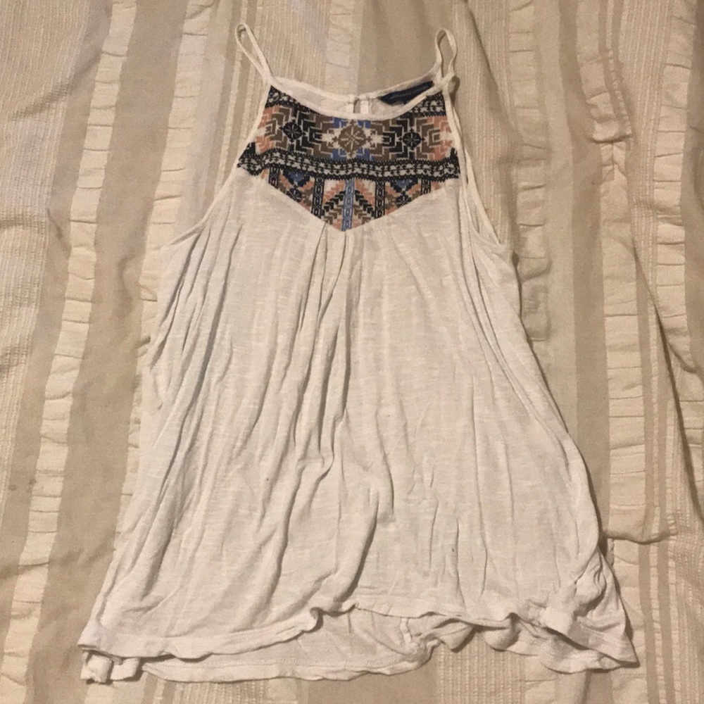 White Aztec Print Tank